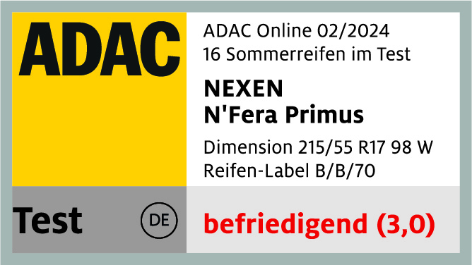 NEXEN N'Fera Primus – ADAC Befriedigend 2024