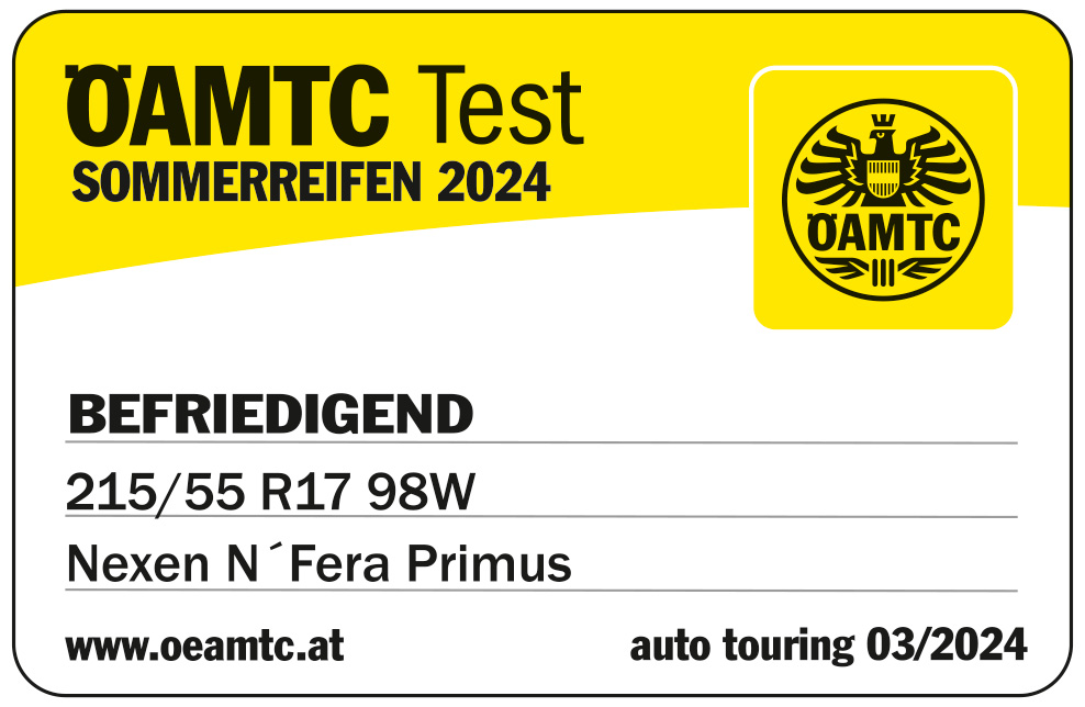 NEXEN N'Fera Primus – ÖAMTC Befriedigend 2024